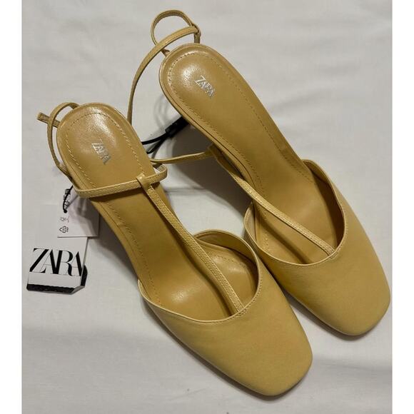 ZARA Yellow Leather Heels NWT - Picture 10 of 16